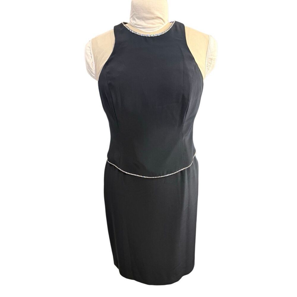 Jones New York Cocktail Dress Rhinestone Detail Peplum Sz. 8 Event Occasion